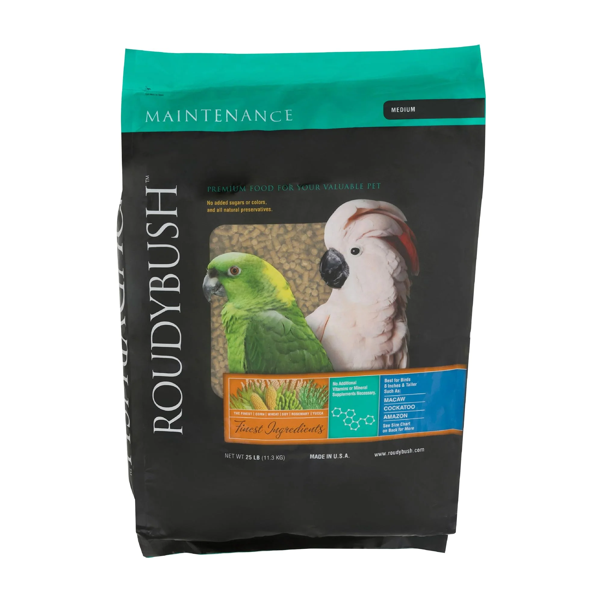 Verified Roudybush Daily Maintenance Bird Food – Medium 25-Pound Balanced Pellet Diet for Parrots Cockatiels Conures Detailed