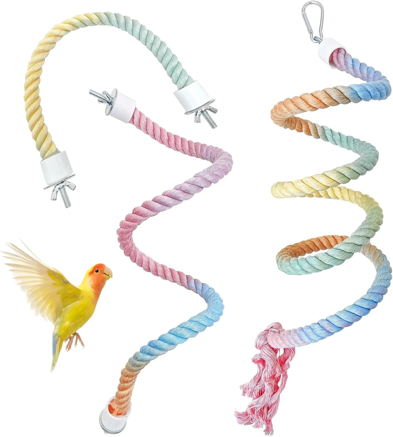 Trusted BNOSDM 3 Pcs Bird Rope Perches Gradient Colorful Bendable Climbing Rope Ladders Swings Toy Parakeet Cage Accessories for Parrots Budgies Cockatiels Conures Lovebirds Artisan