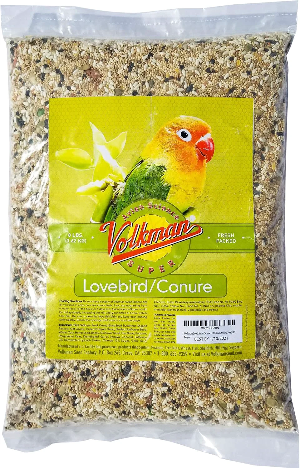 Traditional Volkman Seed Avian Science Lovebird Conure Bird Seed 8 lb Quality