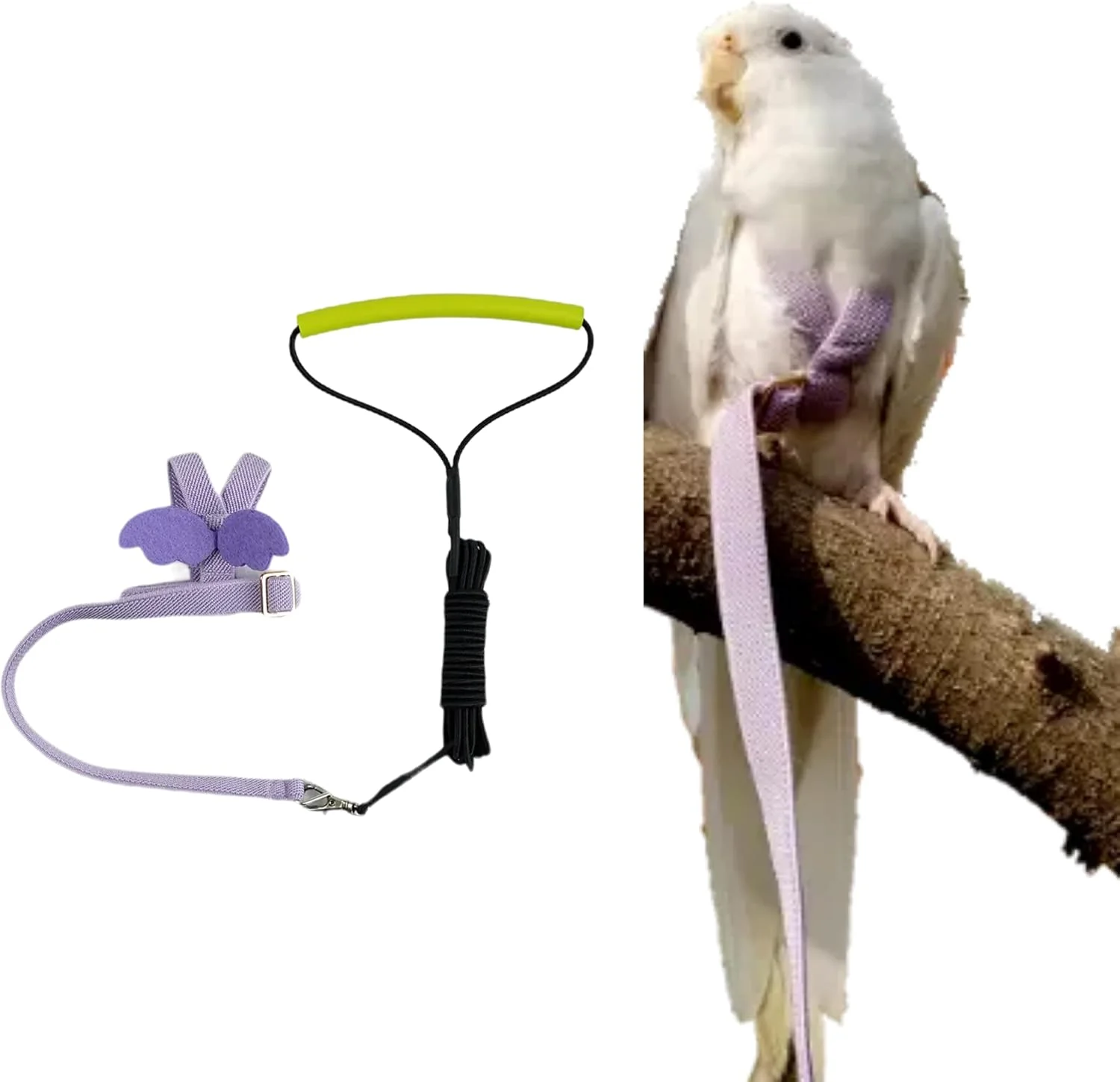 Comfortable Pet Parrot Bird Harness Leash Adjustable Bird Flying Harness Traction Rope with Cute Wing for Parrots Pigeons Budgerigar Lovebird Cockatiel Mynah Outdoor Training Toy L Purple Reliable