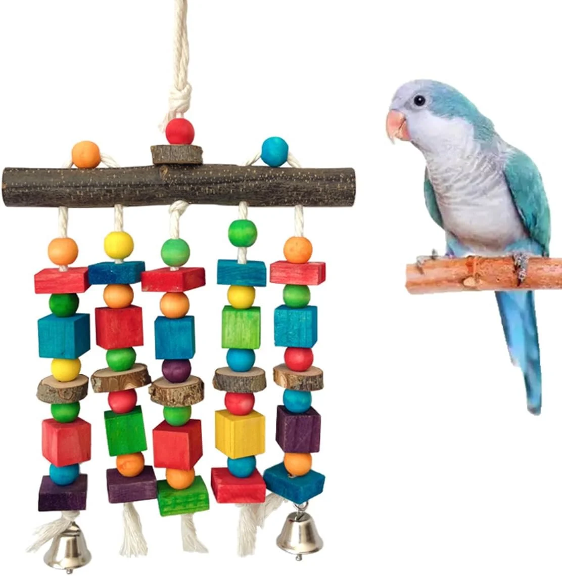 Casual Bird Chewing Toys for Parakeet- Parrot Cage Bites Wooden Block Cockatiel Toy for Small and Medium Parrots and Birds Artisan