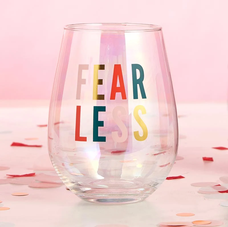 Premium Material Fearless Jumbo Stemless Wine Glass in Iridescent 30 Oz. Holds an Entire Bottle of Wine Pure