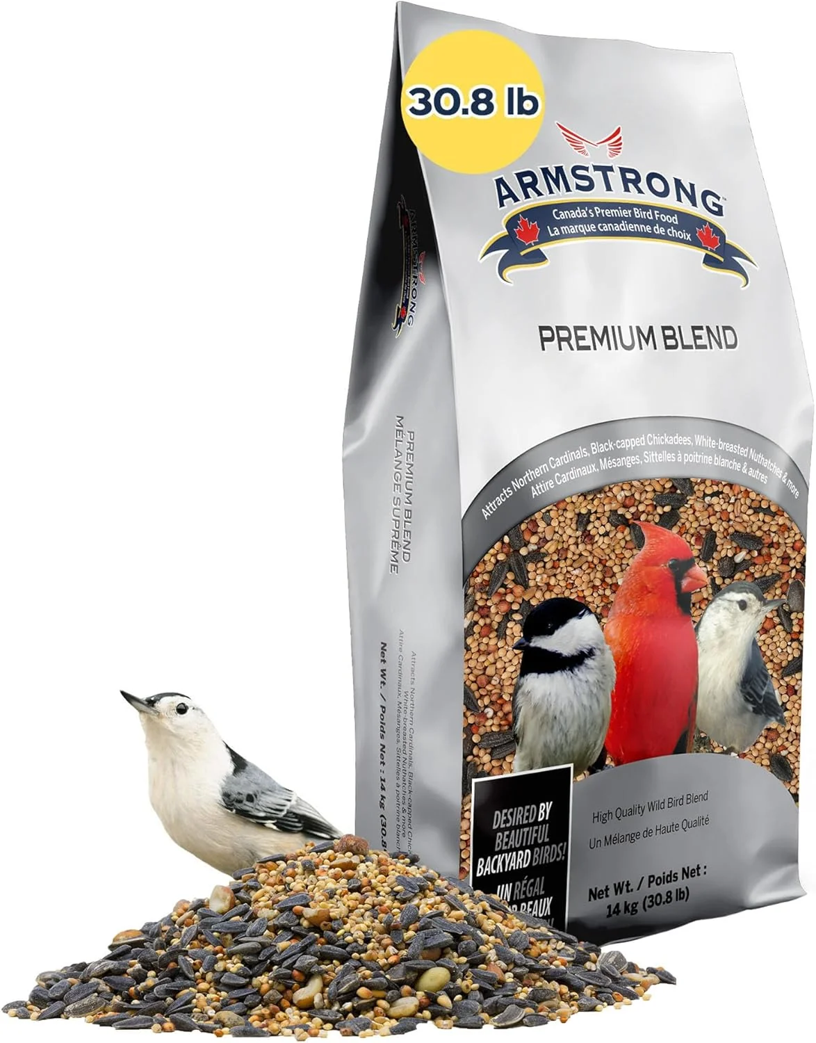 Comfortable Armstrong Wild Bird Food Premium Blend 30.8 Pounds - with White Millet Black Oil Sunflower Wheat Peanuts Striped Sunflower and Safflower for Northern Cardinals and Black-Capped Chickadees Environmentally Friendly