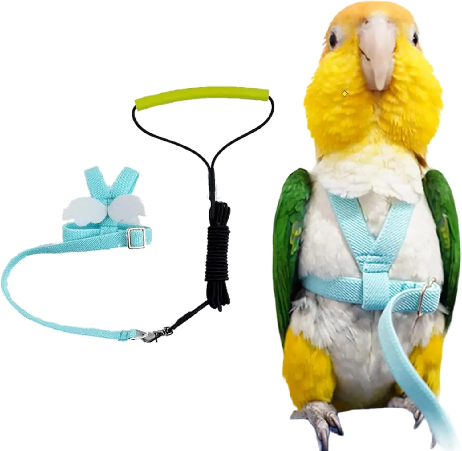 Sustainable Pet Parrot Bird Harness Leash Adjustable Bird Flying Harness Traction Rope with Cute Wing for Parrots Pigeons Budgerigar Lovebird Cockatiel Mynah Outdoor Training Toy S Blue Proven