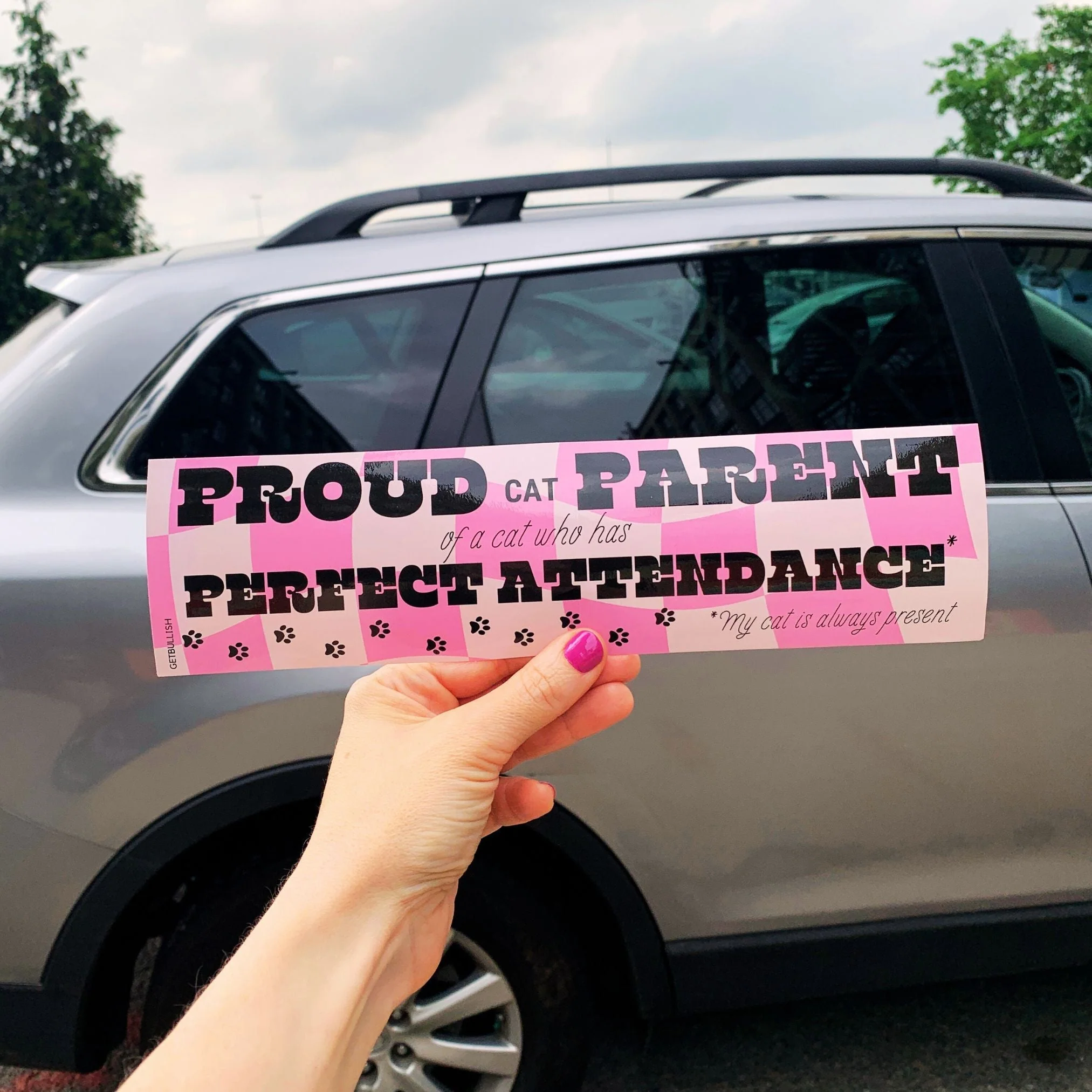 Trendy Proud Cat Parent of a Cat Who Has Attendance My Cat Is Present Bumper Sticker Reusable