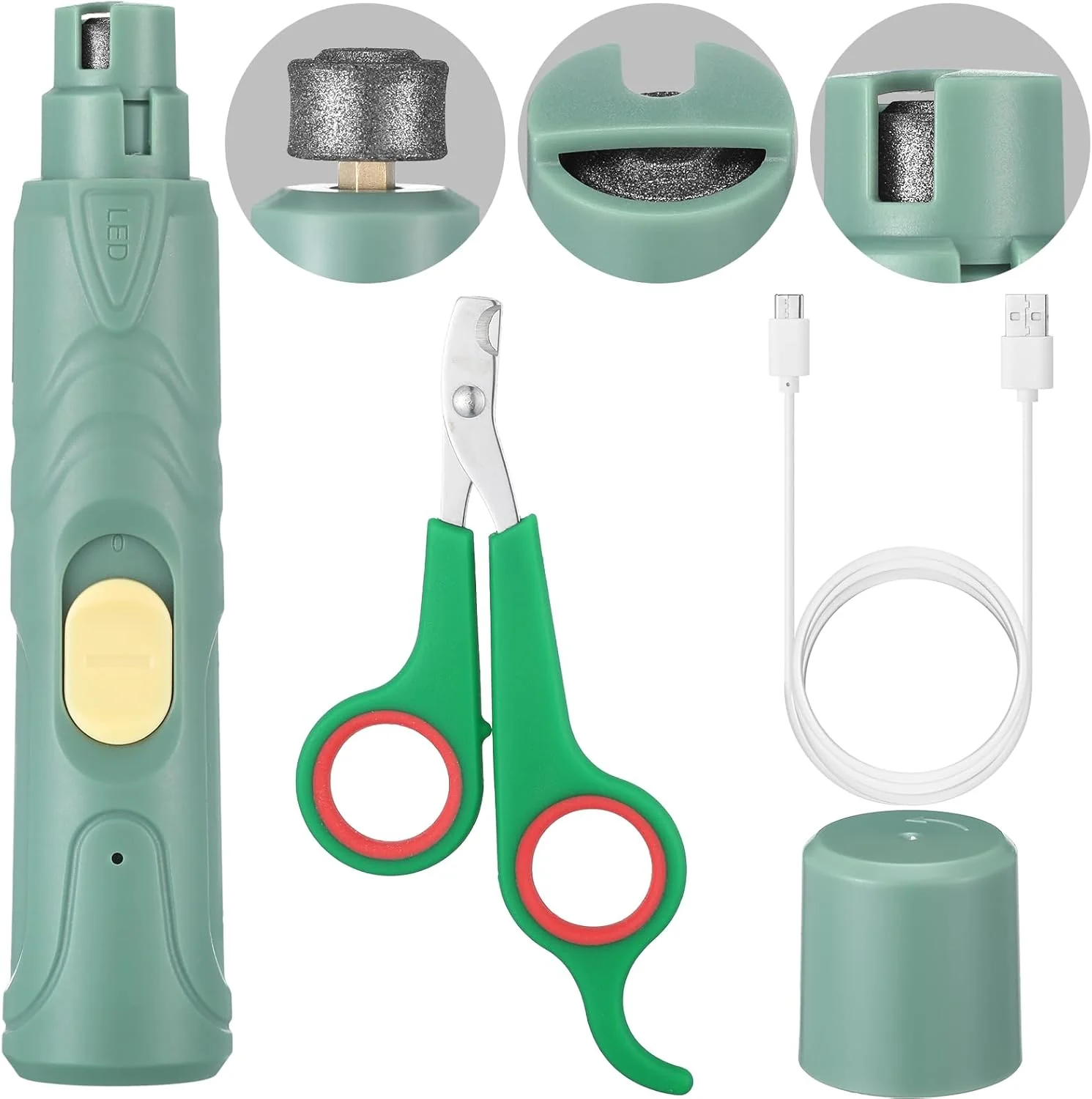 Premium Lasnten 2 Pcs Bird Nail Grinder with Bird Nail Clipper Bird Nail Trimmer Bird Nail File with LED Lamp Grooming Tool for Bird Parrot Budgerigars Parakeets Myna Conure Finches Lovebirds Green Lightweight