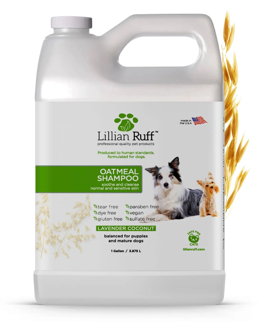 Advanced Lillian Ruff PRO Formula Deodorizing Oatmeal Dog Shampoo – Calms Itching Dry Skin Gallon Long-Lasting