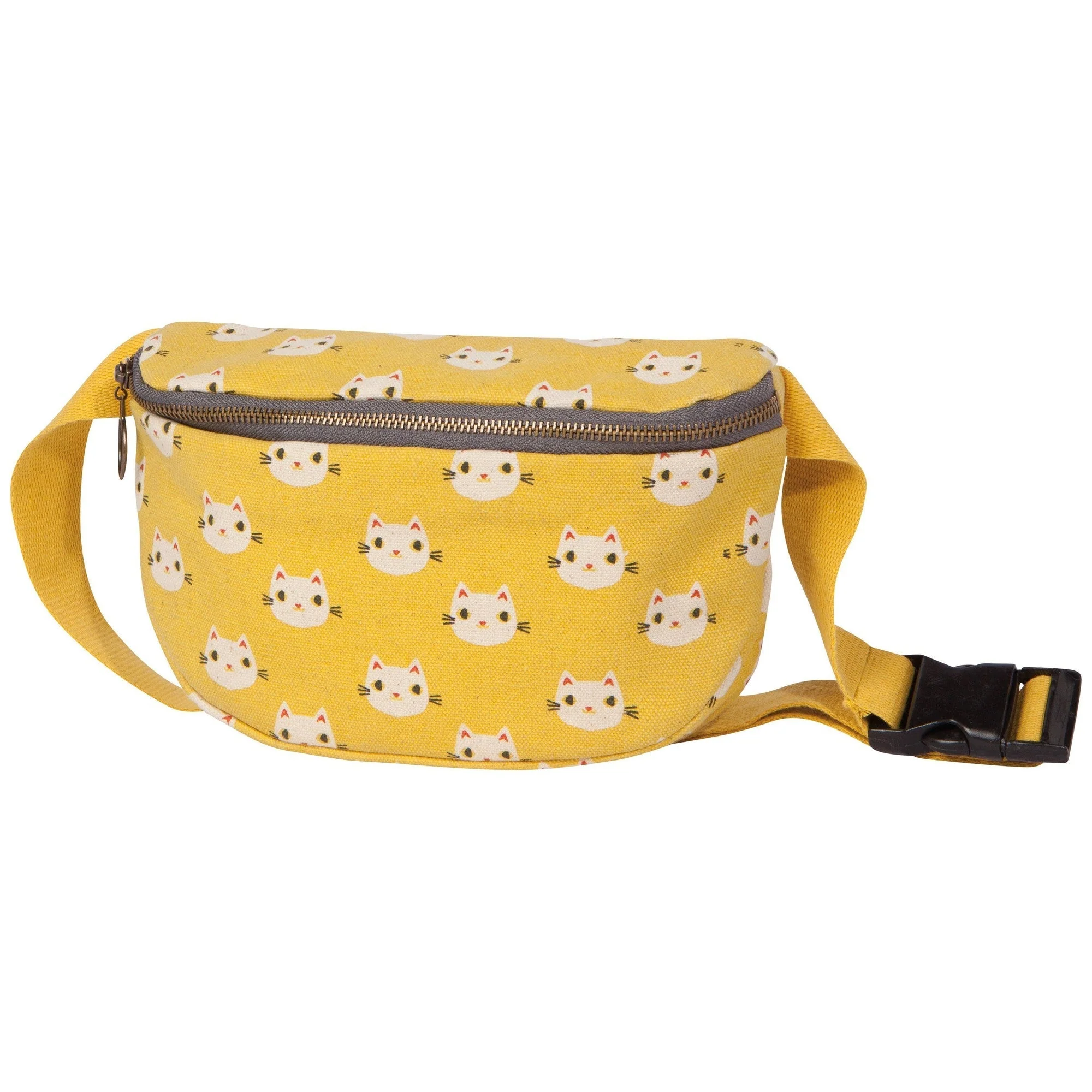 Luxury Meow Meow Cats Cotton Hip Bag Adjustable Strap Yellow Waist Belt Fanny Pack Smooth