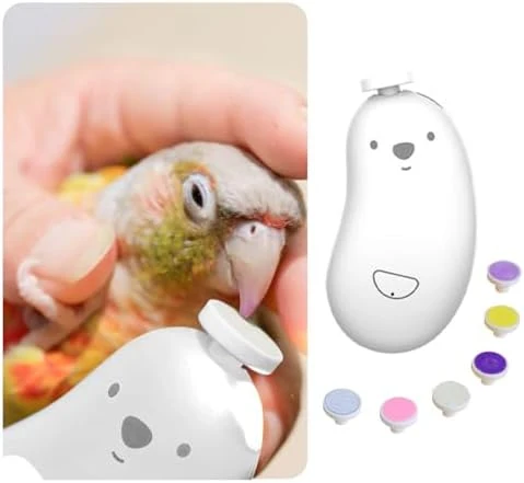 Artisan MANON ROSA Bird Nail Grinder Bird Beak Grinder- Safe and Quiet Bird Nail Care Tool Complete Grooming Kit for Parrots Conures Cockatiels Finches Parakeets Premium Beak Maintenance White Functional