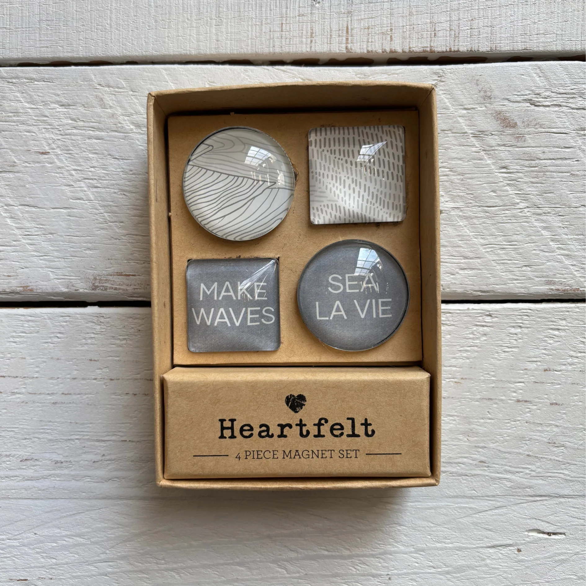 World-Class Gift Boxed Magnet Set Make Waves Glass Magnet Set of 4 Sea Inspired Art Design Pure