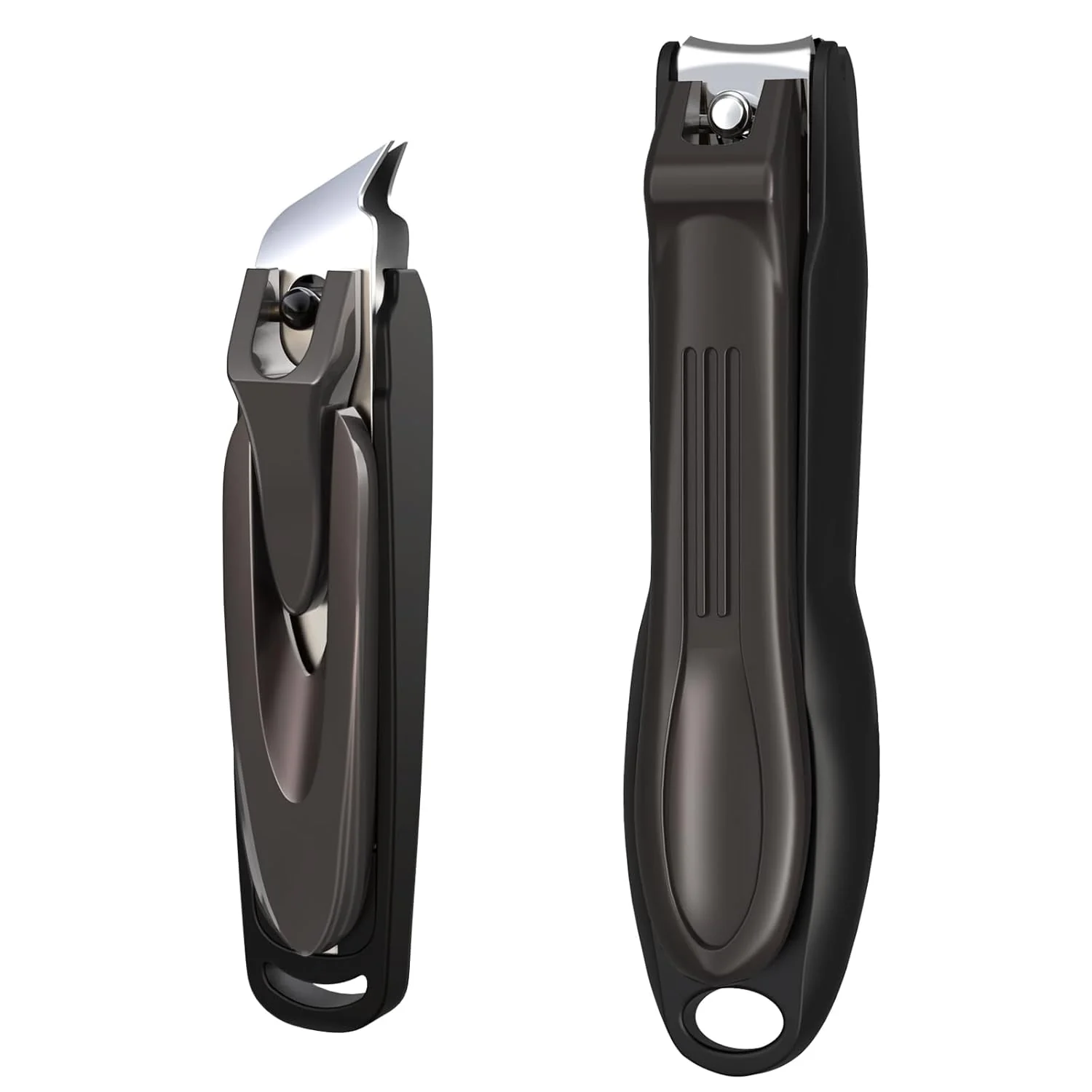 Organic GLAMFIELDS Nail Clipper with Catcher Large Fingernail Toenail Clipper Slanted Edge Nail Clippers Leather Case Packed Good Gift for Men and Women 2PACK Large Small Contemporary