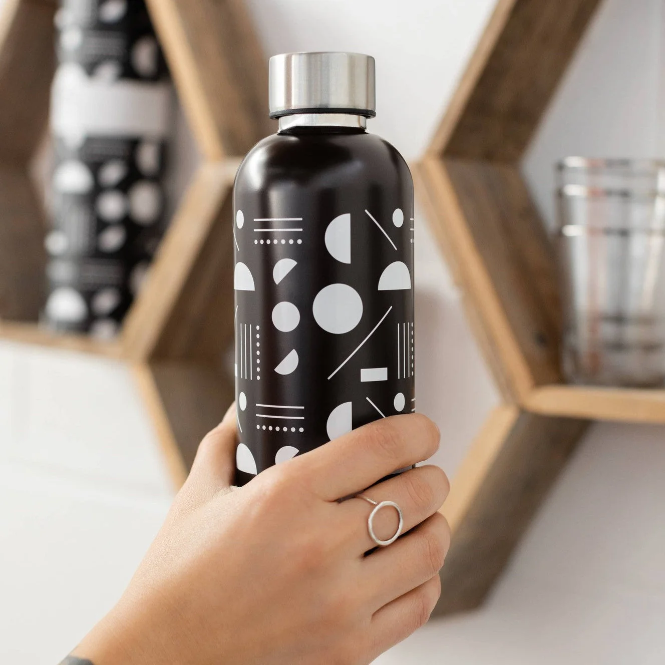 Powerful Domino Stainless Steel Water Bottle Double Walled Reusable Drinkware 17oz Gift for Her Versatile