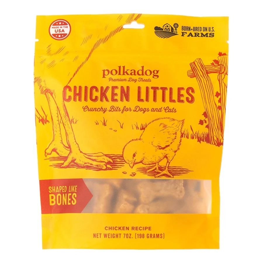 Fashionable Polkadog Chicken Littles Bones-Shaped Crunchy Dehydrated Dog Cat Treats 7-oz Environmentally Friendly