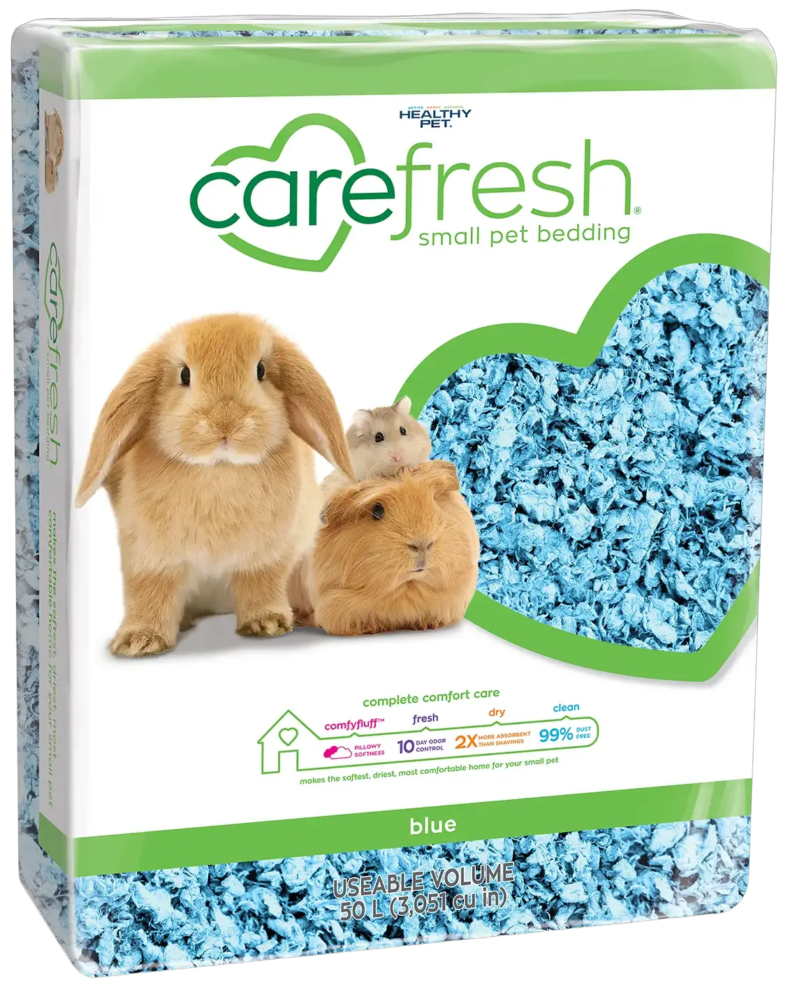 Premium Material Carefresh Complete Comfort Blue Paper Bedding for Small Animals 50 Liters Responsible
