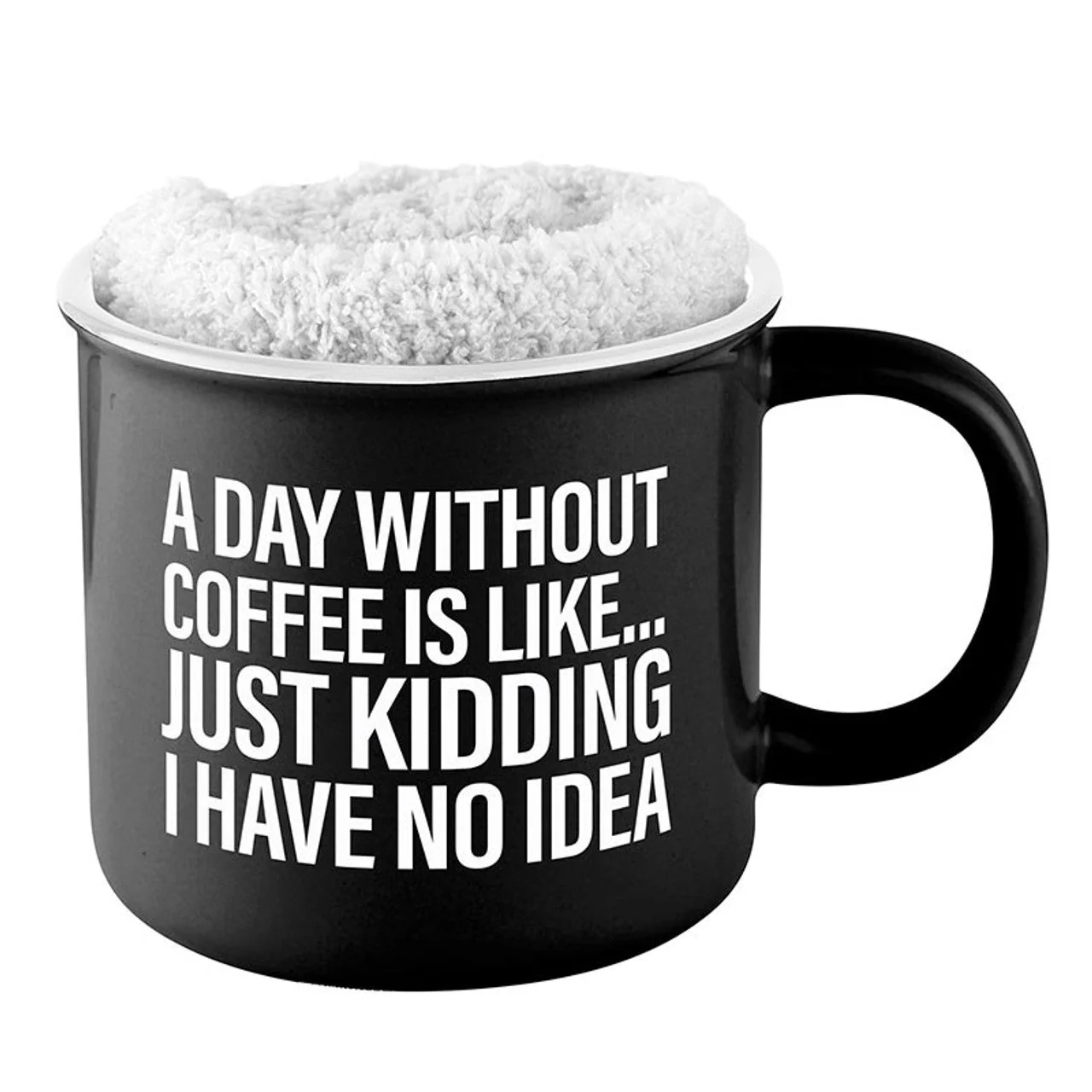 Artisan A Day Without Coffee is Like...Mug Sock Gift Set in Black and White Official