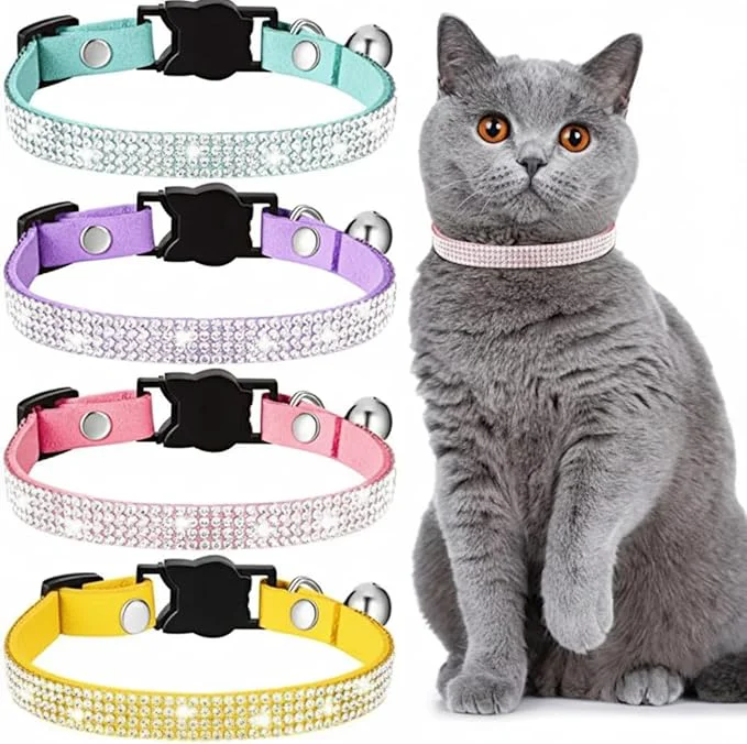 Verified Weewooday 4 Pieces Rhinestones Cat Collars Breakaway Cat Collar Innovative