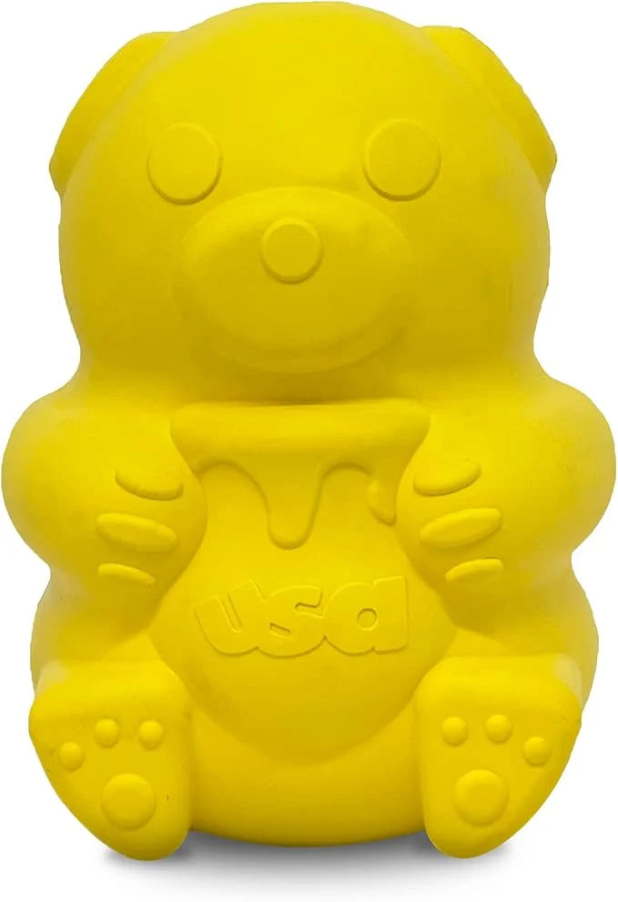 Classic SodaPup Honey Bear – Durable Dog Treat Dispenser Chew Toy Made in USA from Non-Toxic Pet Safe Food Safe Natural Rubber Material for Mental Stimulation Problem Chewing Calming Nerves MoreAbout This Crafted