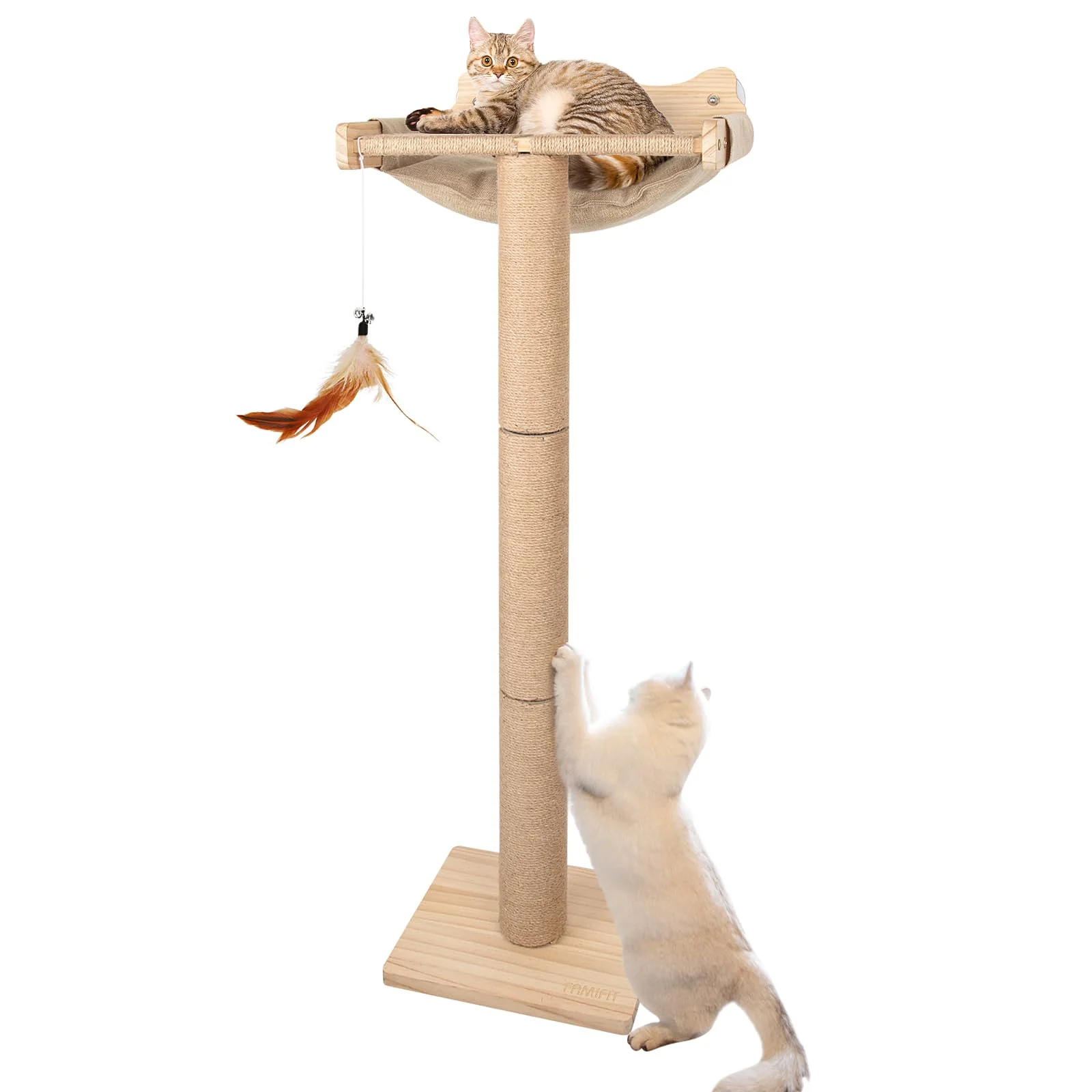 Elegant Famifit Cat Window Perch with Scratching Post — 46 Tall Drilling- 45 lb Capacity Flexible