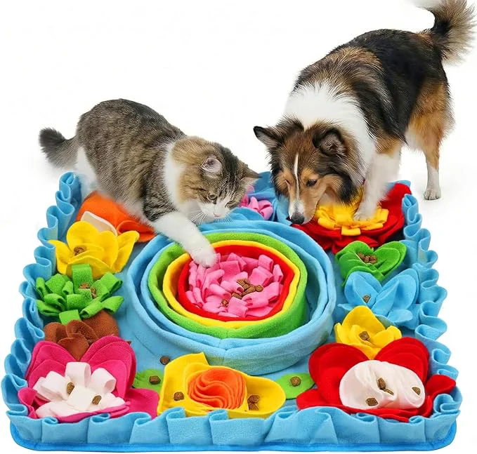 Flexible Upgraded Snuffle Mat for Dogs 19.7''x19.7'' Interactive Feed Game for Boredom Felt Wool Dog Feeding Mats for Small Medium Large Dogs Encourages Natural Foraging Skills and Stress ReliefAbout This Sustainable