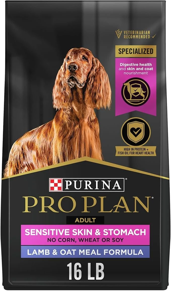 Comfortable Purina Pro Plan Adult Sensitive Skin Stomach Dry Dog Food Lamb Oat Meal Formula 16-lb Solid