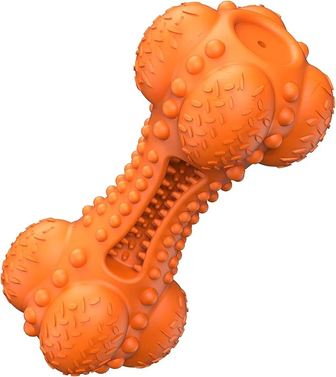 Carefully Designed SCHITEC Squeaky Dog Chew Toy Tough Durable Natural Rubber Bone with Toothbrush Indestructible for Aggressive Chewers Large Medium Breed Teeth CleaningAbout This Pure