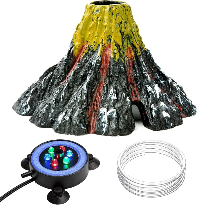 Dependable NICREW Aquarium Volcano Ornament Kit Bubbler Decorations Fast