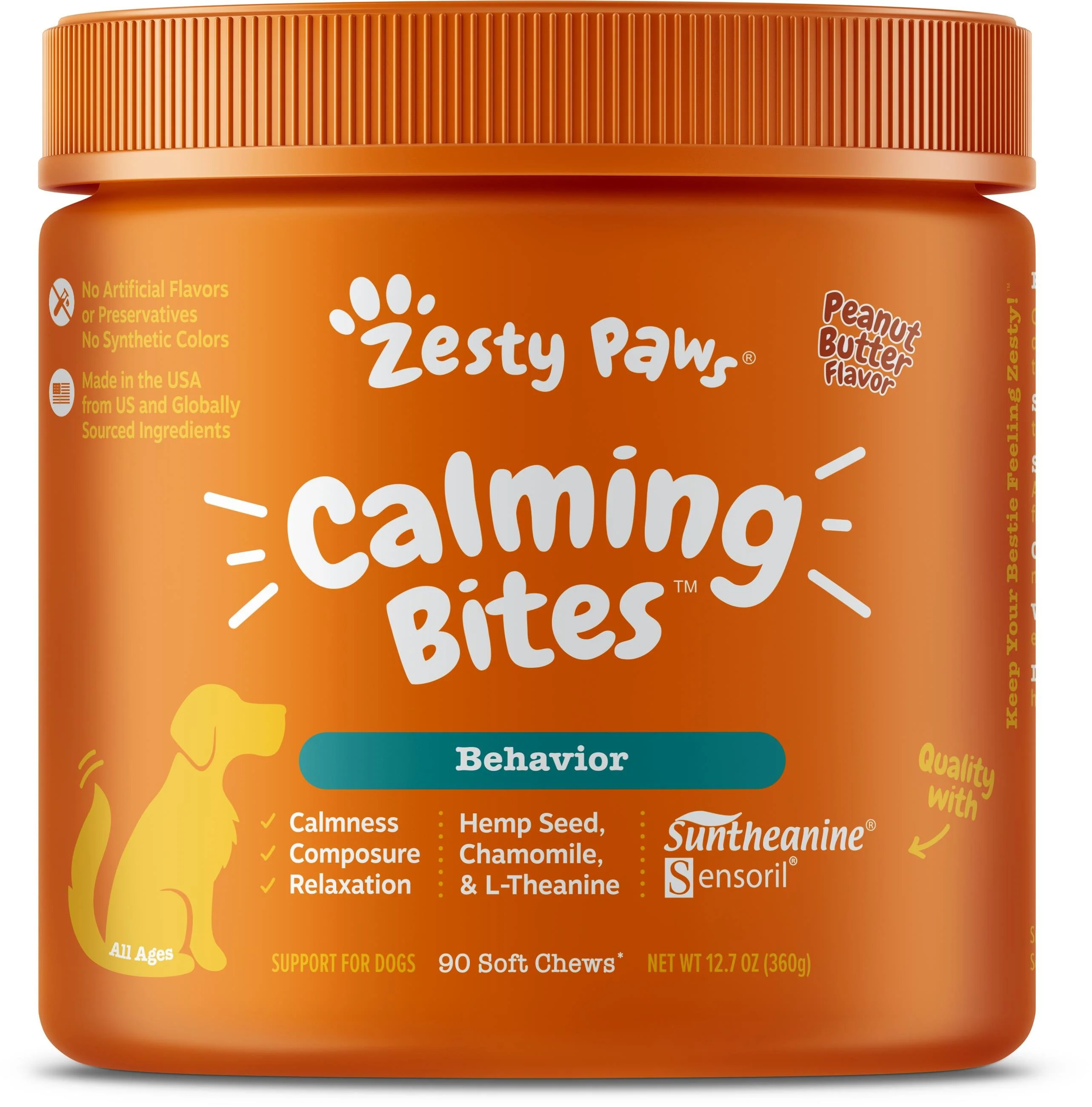 Top-Quality Zesty Paws Calming Bites Composure Relaxation Soft Chews for Dogs Peanut Butter 90 Count 11.1-oz Genuine