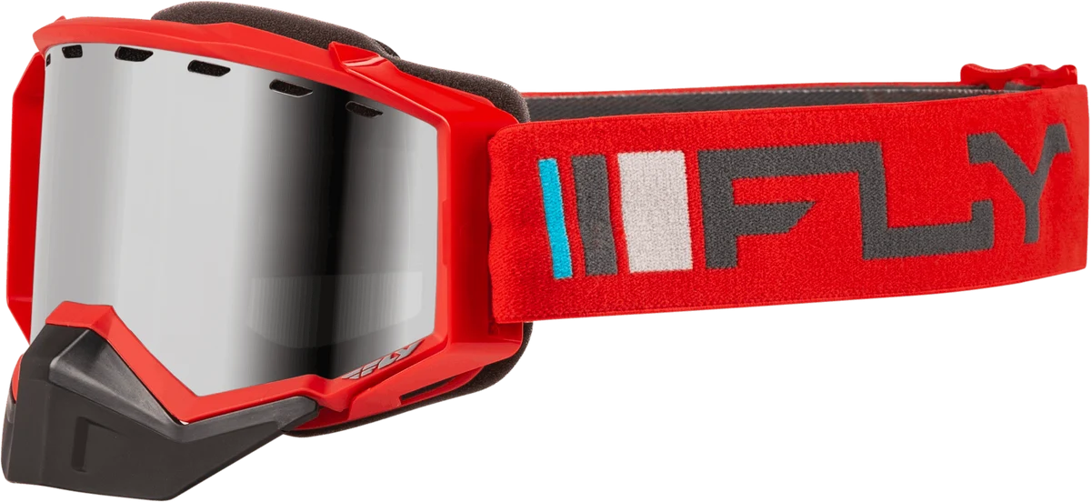 High-End Zone Snow Goggle Red Charcoal W Silver Mirror Smoke Lens Contemporary
