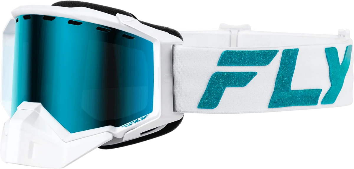 Genuine Zone Elite Snw Goggle Wht Teal W Sky Blue Polarized Smk Lens Fine