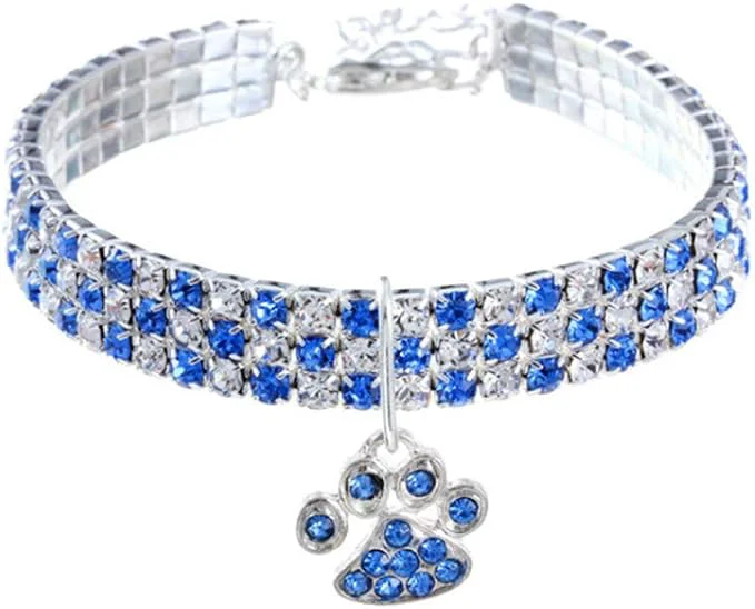 Consistent Pet Collar with Diamonds Adjustable Crystal Diamond Elastic Heart Claw Pendant Excellent