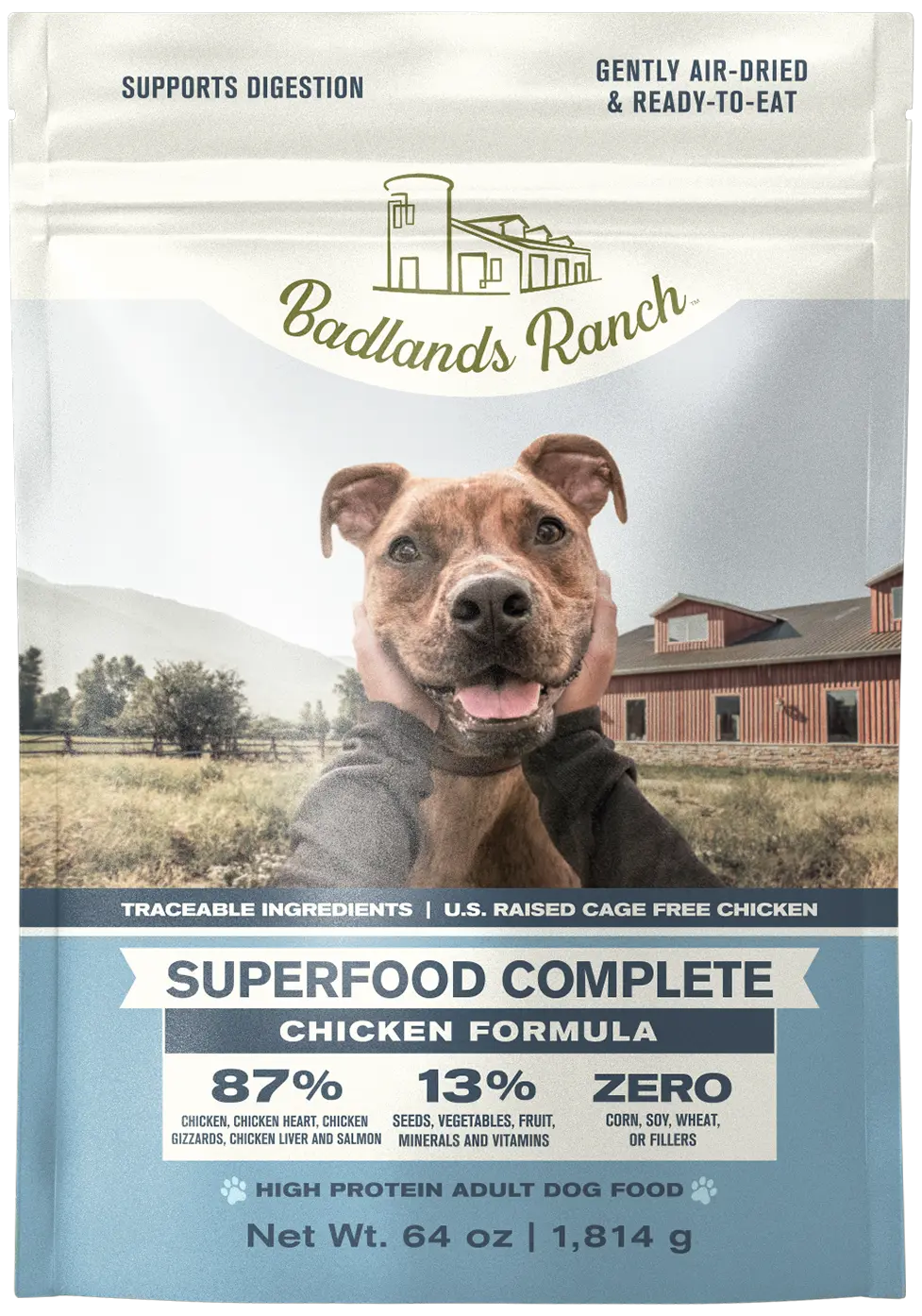 Efficient Badlands Ranch Superfood Complete Air-Dried Dog Food Chicken 64-oz Reliable