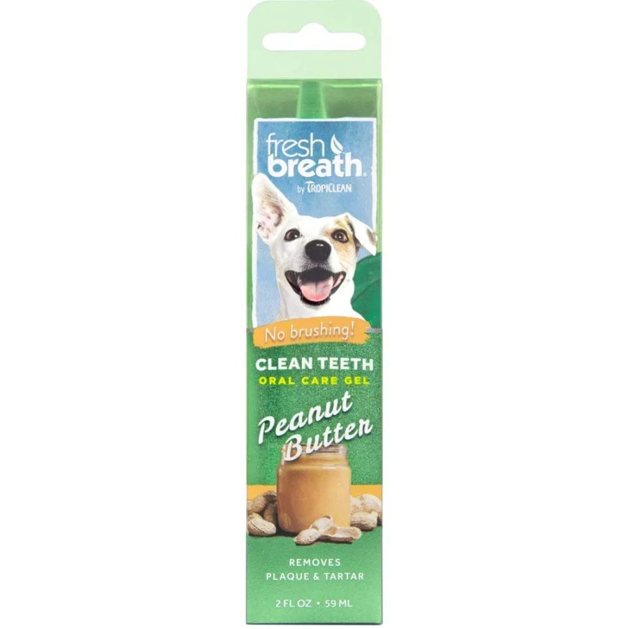 High-Quality TropiClean Fresh Breath Peanut Butter Clean Teeth Oral Care Gel for Dogs 2-oz Safe