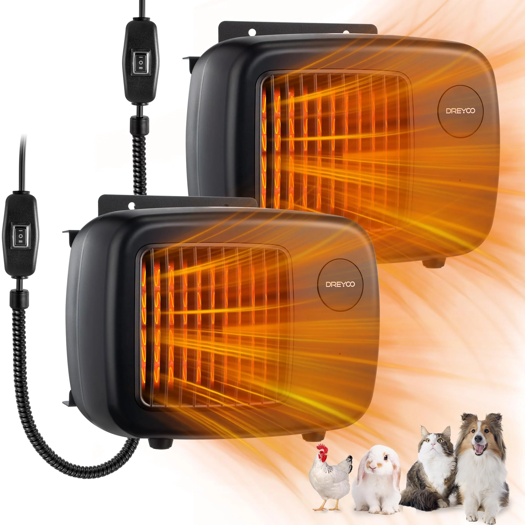 Fine Crafted Dreyoo 600 300W Dog House Heater with Thermostat – 2-Pack Anti-Chew Cord Safe Overheat Protection High-Grade