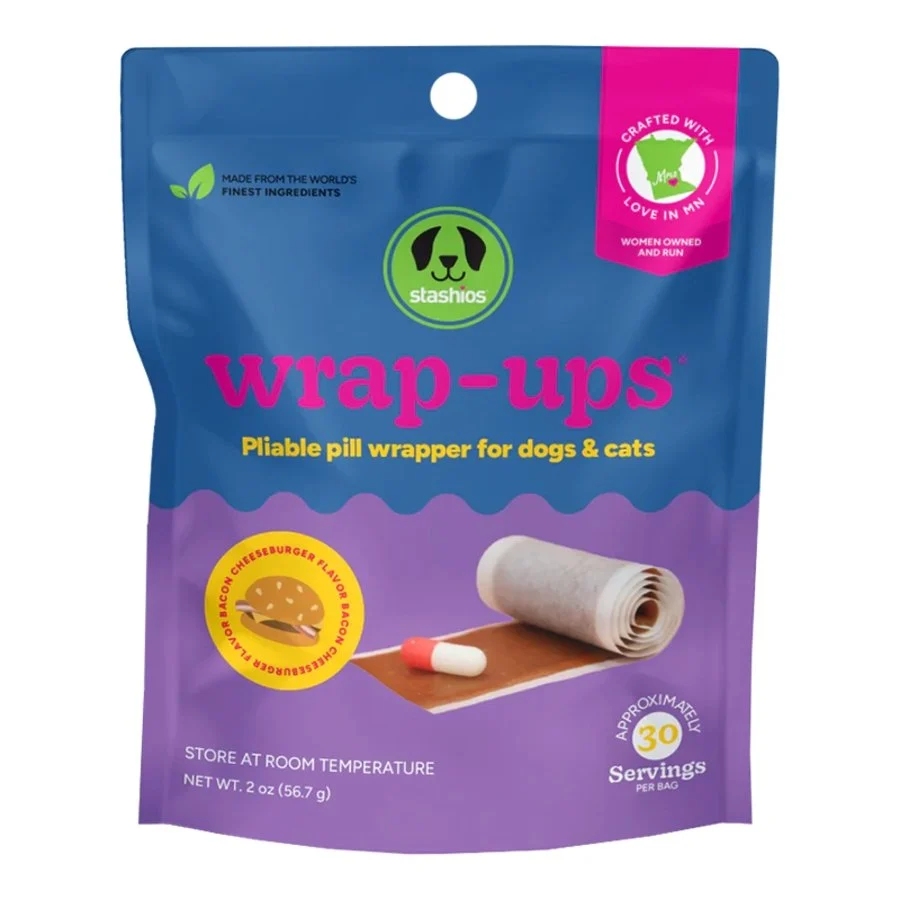 Selected Stashios Wrap-Ups Pill Wrapper Treats for Dogs Cats Bacon Cheeseburger Flavor 30 Count 2-oz Carefully Designed