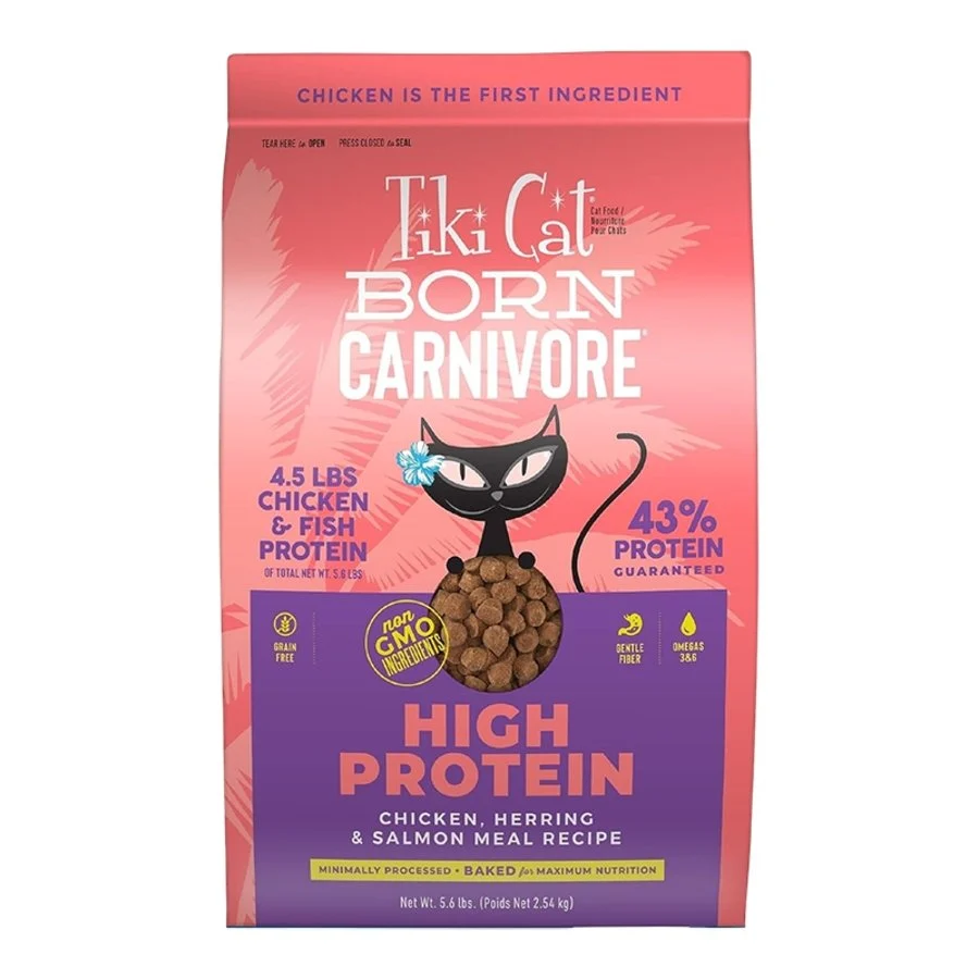 Optimized Tiki Pets Cat Born Carnivore High Protein Dry Cat Food Chicken Herring Salmon 5.6-lb Proven