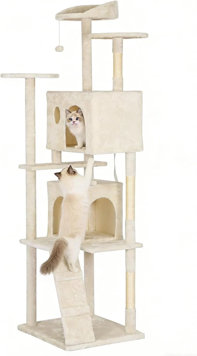 Casual Pet 81 Cat Tree Tower Cream Sturdy Hanging Cat Toys Observation Enhanced