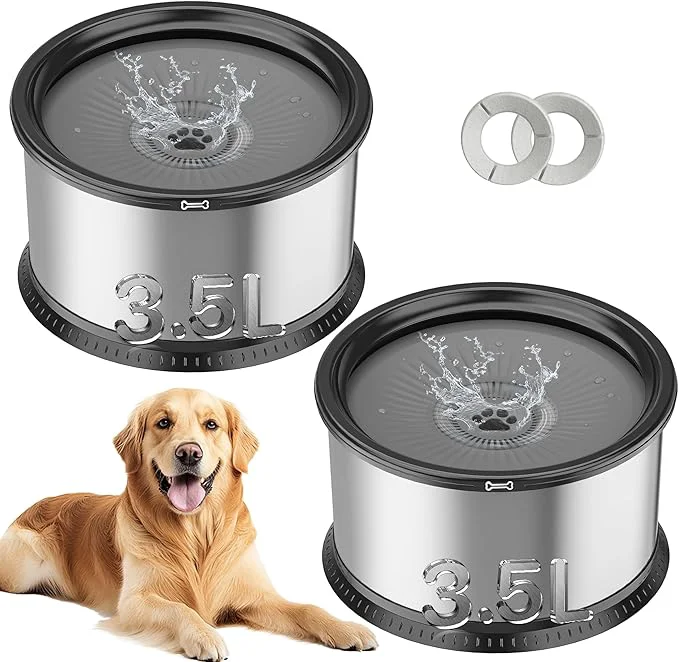 Carefully Designed 2PCS 3.5L No Spill Dog Water Bowl 118oz Stainless Steel Slow Water Bowl for Small Medium Large Dogs Splash Proof Pet Bowl with Anti-Slip Mat for Sloppy Messy DrinkersAbout ThisOverview Powerful