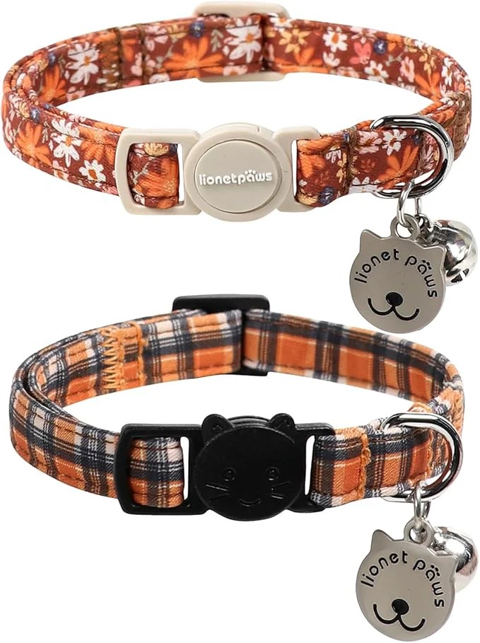 User-Friendly Lionet Paws 2pcs Pack Halloween Cat Collar Cute Adjustable Cat Kitten Collar Dependable