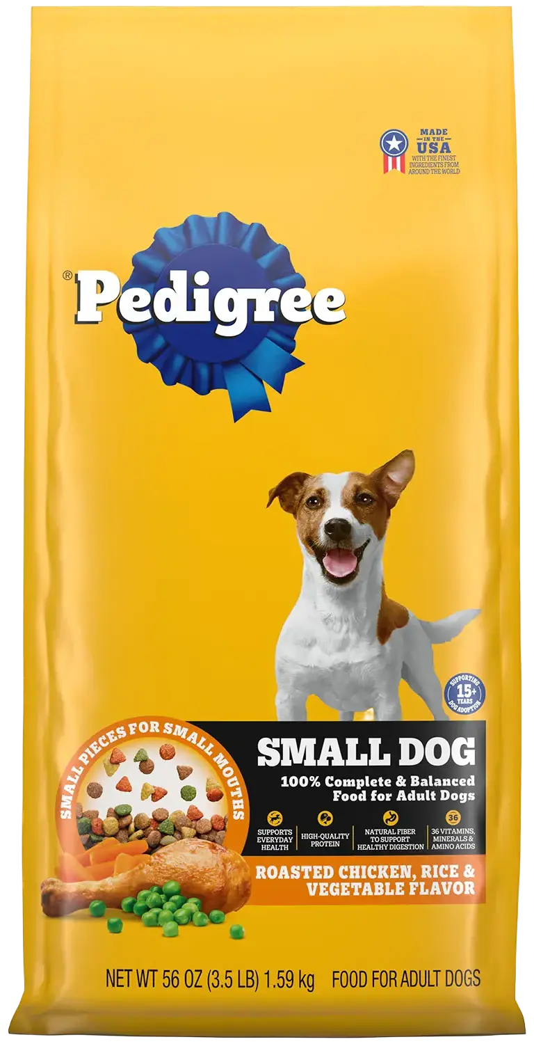 Carefully Designed Pedigree Complete Nutrition Adult Dry Small Dog Food Roasted Chicken Rice Vegetable 3.5-lb Durable