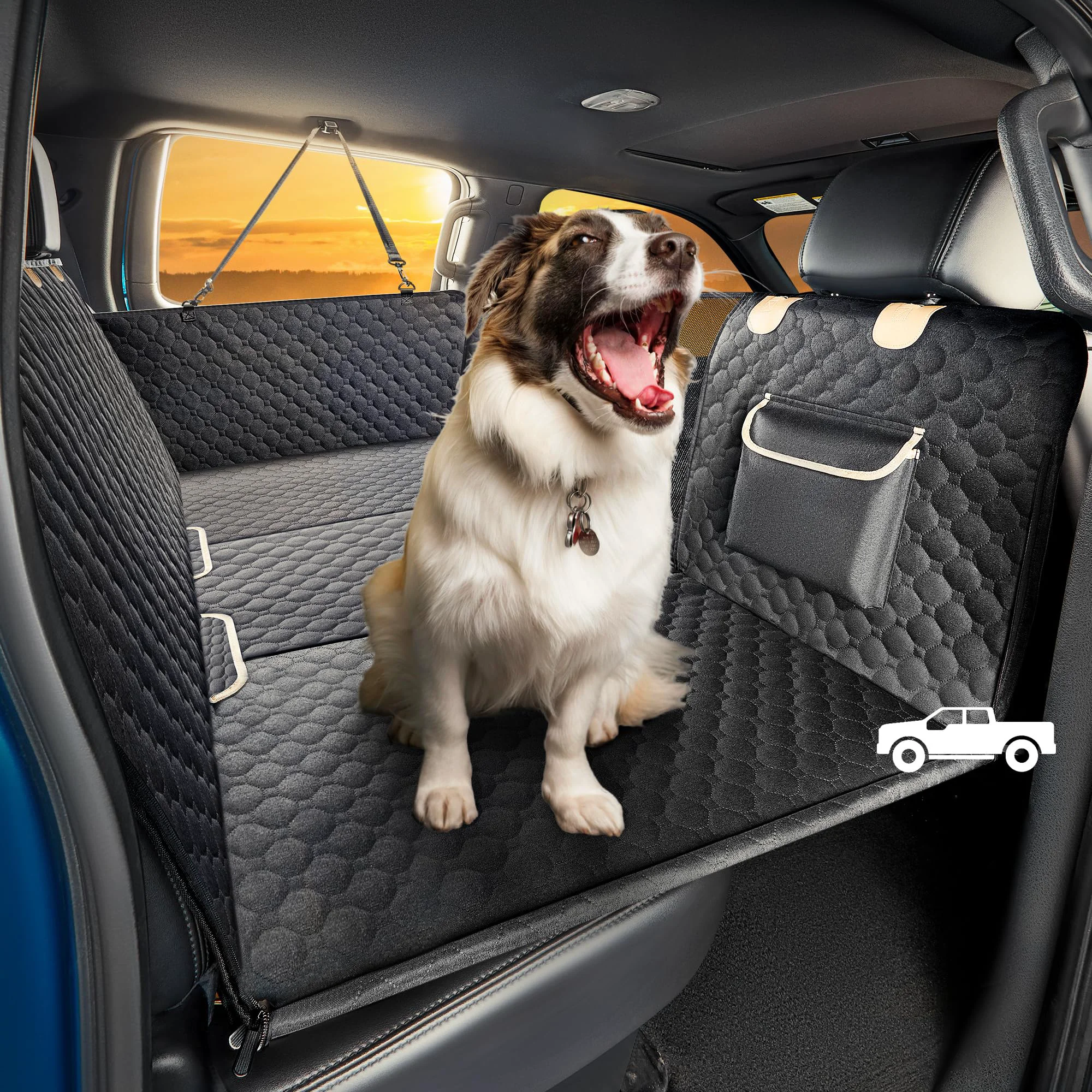 Convenient SHARLOVY XL Truck Back Seat Extender for Dogs – Large Hard-Bottom Car Seat Cover Professional