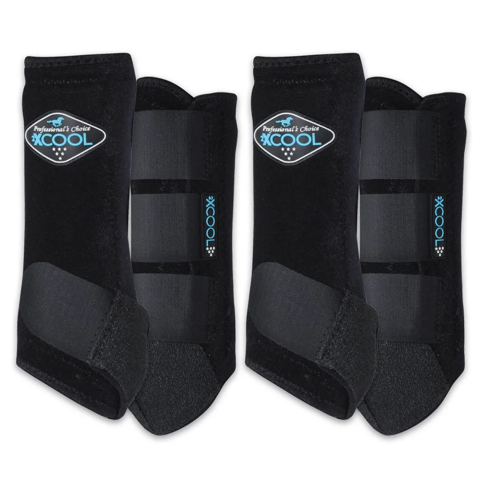 Classic Professional's Choice 2XCOOL Sports Medicine Horse Boots Protective Breathable for Active Horses Value 4 Pack Medium Black Original Design