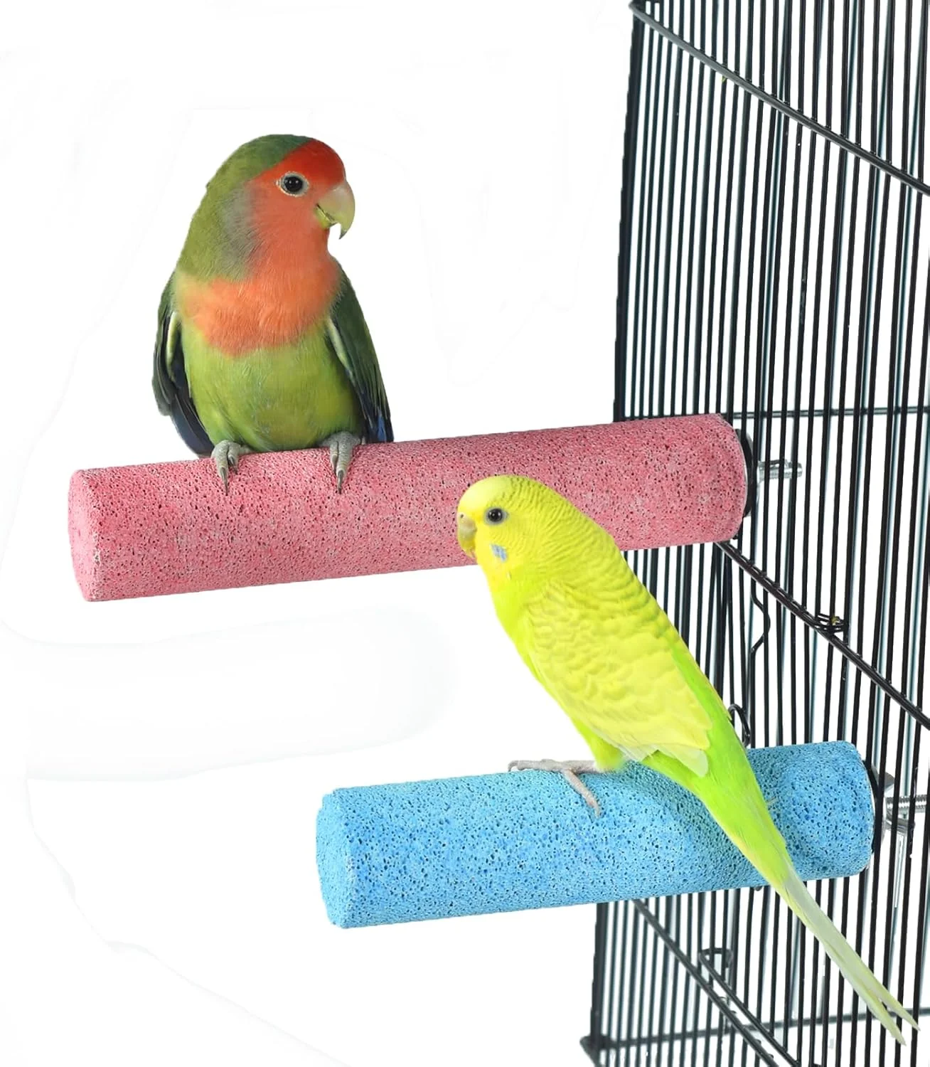 Top-Quality 2 Pack Bird Perch Cage Stands Parrot Small Animals Beak Grinding Stone Foot Claws Trimmer Stick Parakeets Calcium Natural Chewing Toys for Small Medium Birds Budgies Conures Cockatiels Rats Recyclable