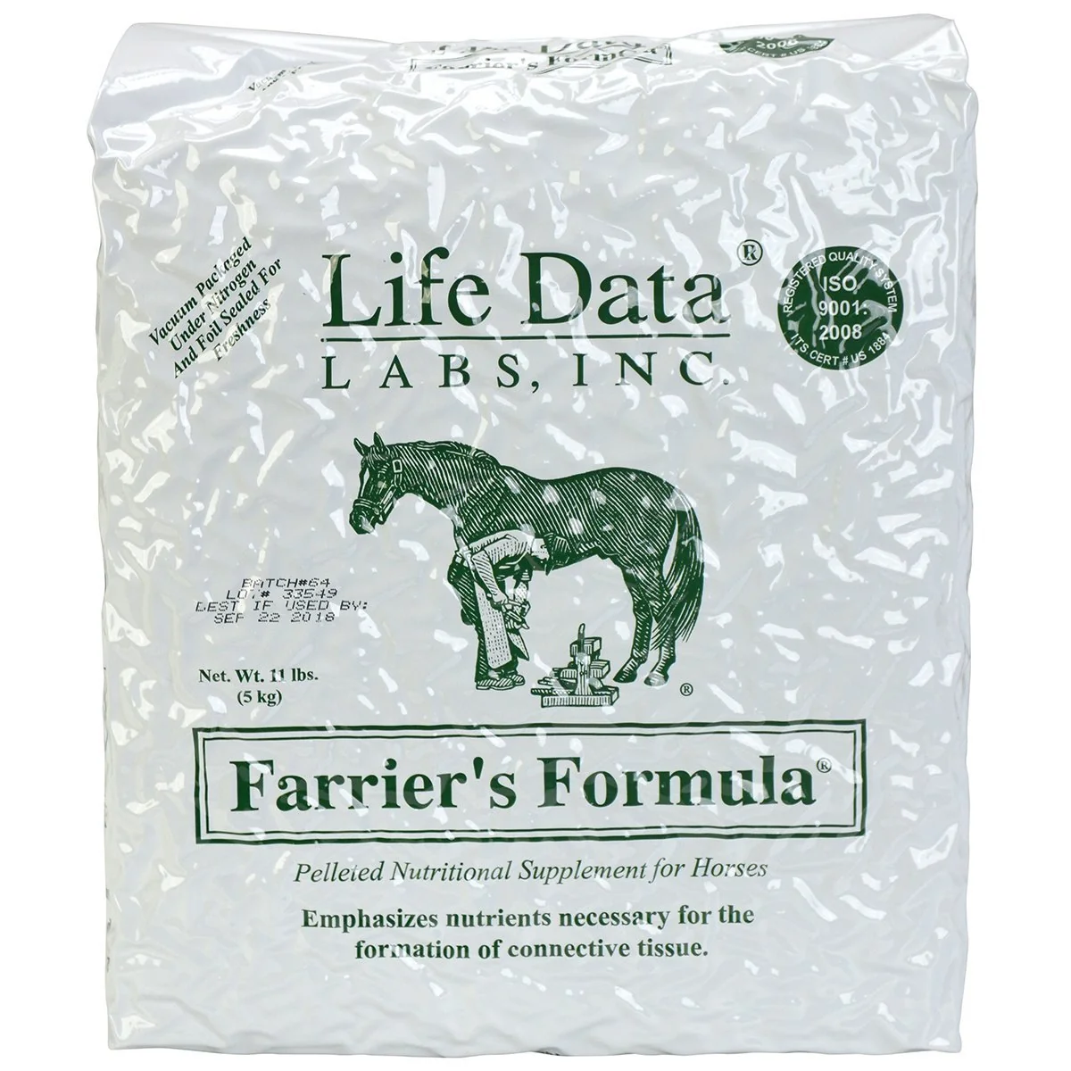 Specialty Life Data LABS Farrier's Formula Refill Bag – 11 lb Hoof Coat Pelleted Supplement for Horses 30-Day Supply Verified