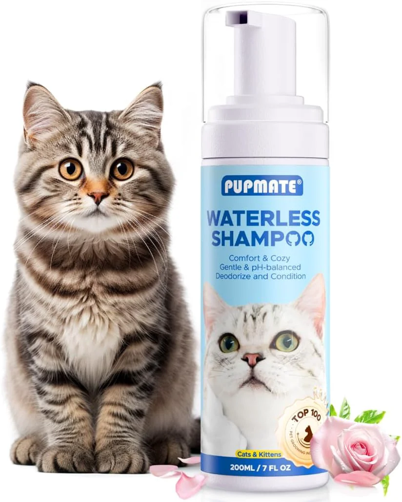 Convenient Cat Waterless Shampoo - No Rinse Formula for Quick Clean Between Baths Hypoallergenic Detangling Reduce Itchy Skin Shedding Odor Control Vet- for Kittens Senior Cats Green