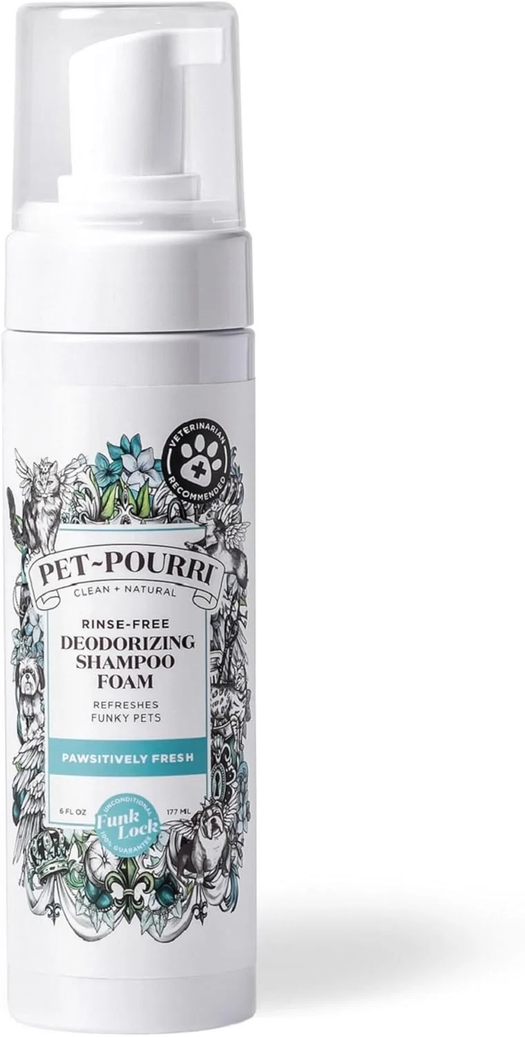 Traditional Poo-Pourri Rinse- Deodorizing Dry Shampoo for Dogs Cats – Moisturizing Skin Coat Soothing Formula - Plant Based Ingredients – Pineapple Jasmine Pear – No Rinse Foam Shampoo for Pet Odor Versatile