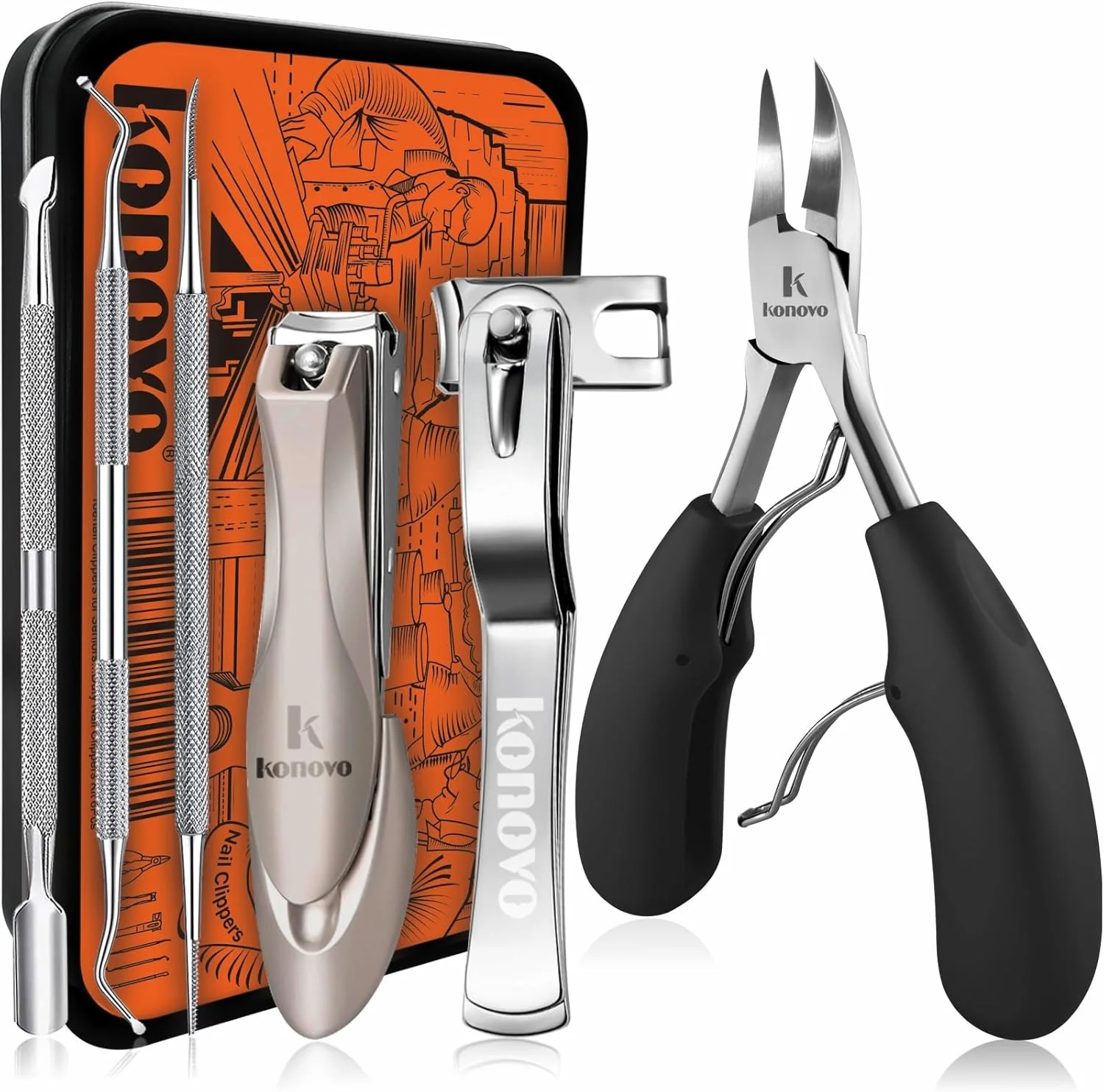 Secure Toenail Clippers for Seniors Thick Toenails Toe Nail Clippers Adult Thick Nails Long Handle Professional Heavy Duty Nail Clippers 6Pcs Black User-Friendly