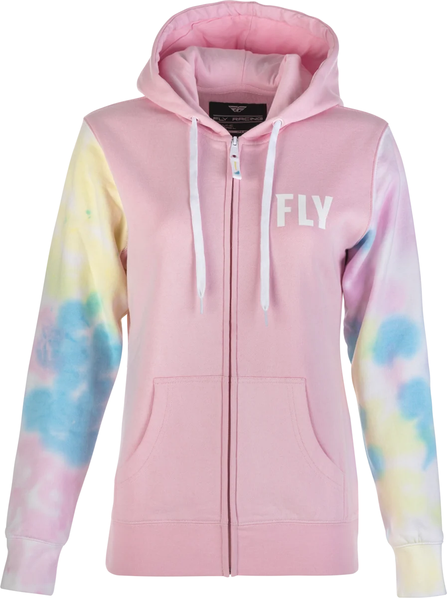 Soft Women's Fly Tie Dye Zip Up Hoodie Pink Yellow Blue Xl Traditional