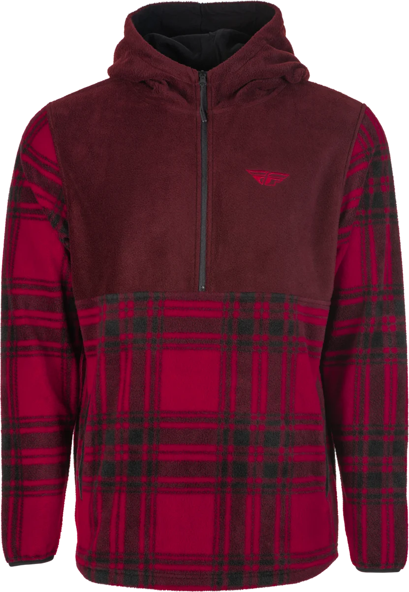 Trusted Fly Half Zip Pullover Hoodie Red Plaid Lg Verified