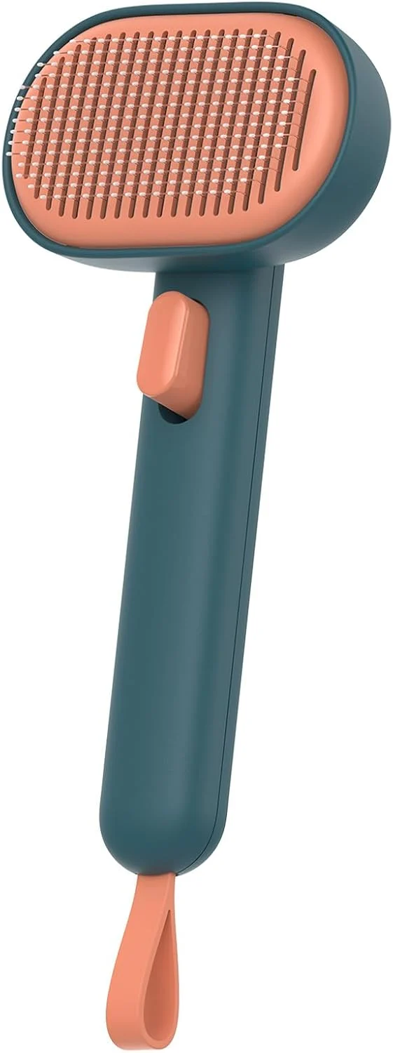 Safe Aumuca Dog Brush for Shedding Self Cleaning Cat Grooming Brush with Release Button Cat Hair Brush to Remove Loose Fur Tangles Dirt Great for Long and Short Haired Cats Green Environmentally Friendly