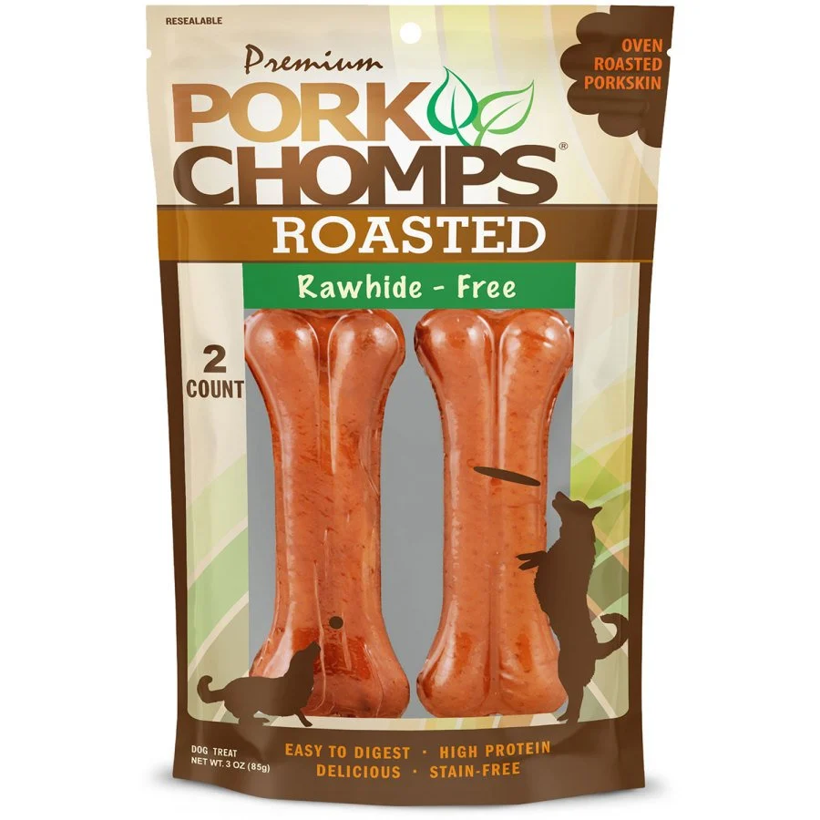 Convenient Scott Pet Premium Pork Chomps Roasted Pressed Bone Dog Treats 2 Count 4.5-in Optimized